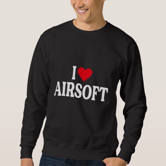 Sudadera Me encanta Airsoft con corazón rojo (Anverso)