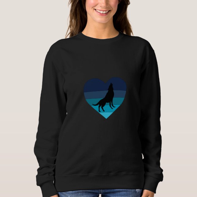 Sudadera Me encanta aullar lobos Retro Corazón (Anverso)