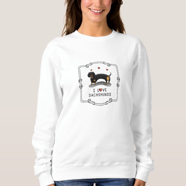 Sudadera Me encanta Dachshunds Dachsies (negro y tostado) C (Anverso)