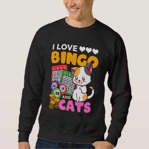 Sudadera Me Encanta el Bingo y los Gatos Jugadora Emblemáti