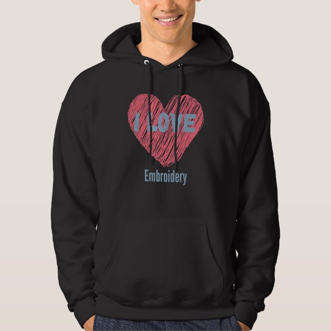 Sudadera Me Encanta El Embroidery Heart Image Hobby O Hobby (Anverso)