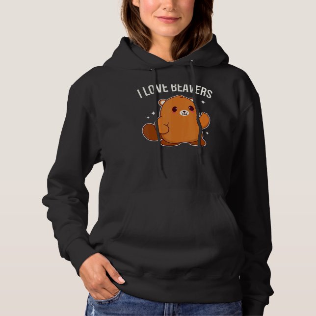 Sudadera Me Encanta El Gráfico Cute Beaver (Anverso)