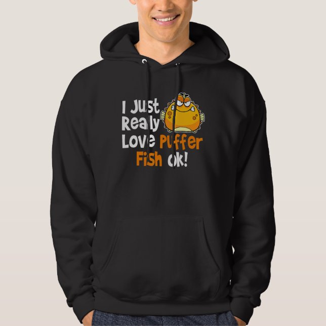Sudadera Me encanta el pez globo de pescado de mar (Anverso)