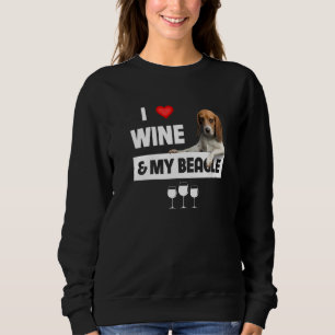 Sudadera Me Encanta El Vino Y Mi Beagle Mamá Papá Cazando P
