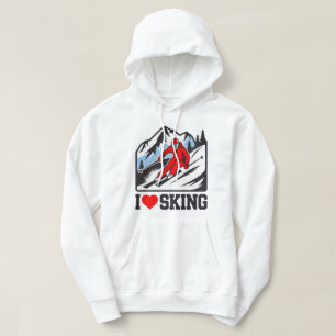 Sudadera Me encanta esquiar esquí retro gráfico de montaña