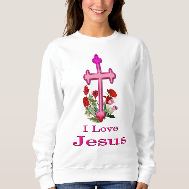 Sudadera Me encanta Jesús Mujeres vestimenta cristiana (Anverso)