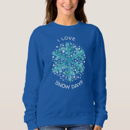 Sudadera Me encanta la camiseta de copo de nieve azul en lo