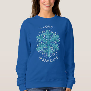 Sudadera Me encanta la camiseta de copo de nieve azul en lo
