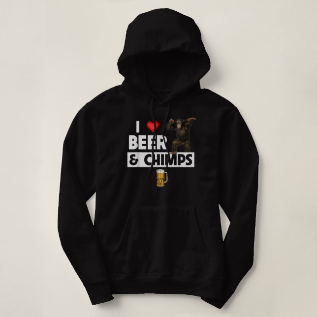 Sudadera Me encanta la cerveza y los chimpancés que beben e (Diseño del anverso)