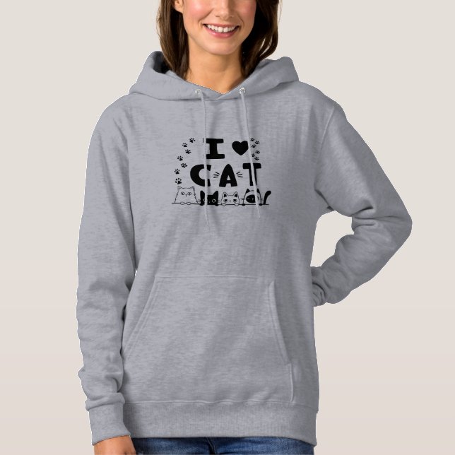 Sudadera Me Encanta La Hoodie De Gatos - Regalos Para Los A (Anverso)