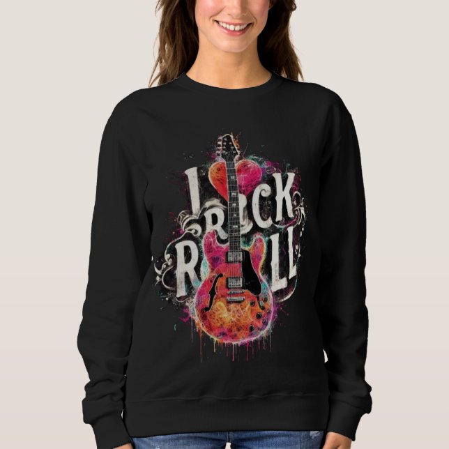 Sudadera Me encanta la pintura de guitarra eléctrica Rock N (Anverso)