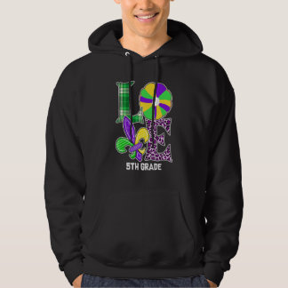 Sudadera Me encanta Mardi Gras Maestra Leopardo de quinto g