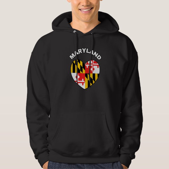 Sudadera Me encanta Maryland MD Estado de bandera Heart Bal (Anverso)