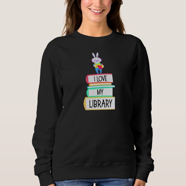 Sudadera Me encanta mi biblioteca libro de lectores de cone (Anverso)