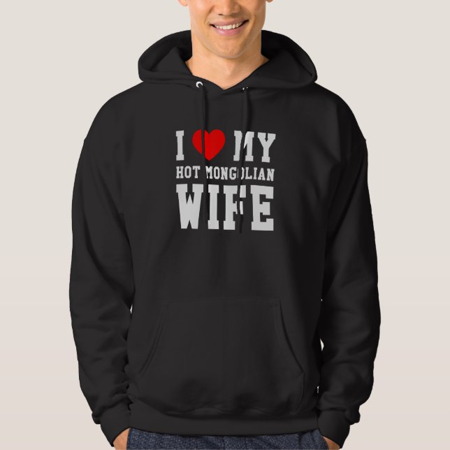 Sudadera Me encanta mi caliente esposa mongol, corazón rojo (Anverso)