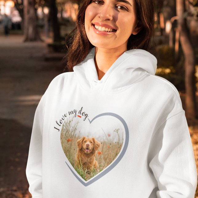 Sudadera Me encanta mi foto del corazón del perro (Subido por el creador)