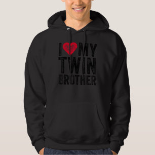 Sudadera Me Encanta Mi Hermano Gemelo Rojo Corazón Angustia