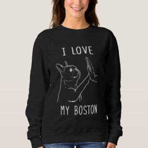 Sudadera Me Encanta Mi Madre Terrier De Boston Papá Bo