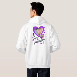 Sudadera Me encanta mi novia con fotos púrpura delante y a
