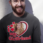 Sudadera Me encanta mi novia Personalizado Black Crewneck<br><div class="desc">Amo la camiseta de mi novia - sube una foto desde dentro del corazón</div>