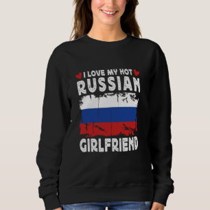 Sudadera Me encanta mi novia rusa caliente Pareja Rusia Fla
