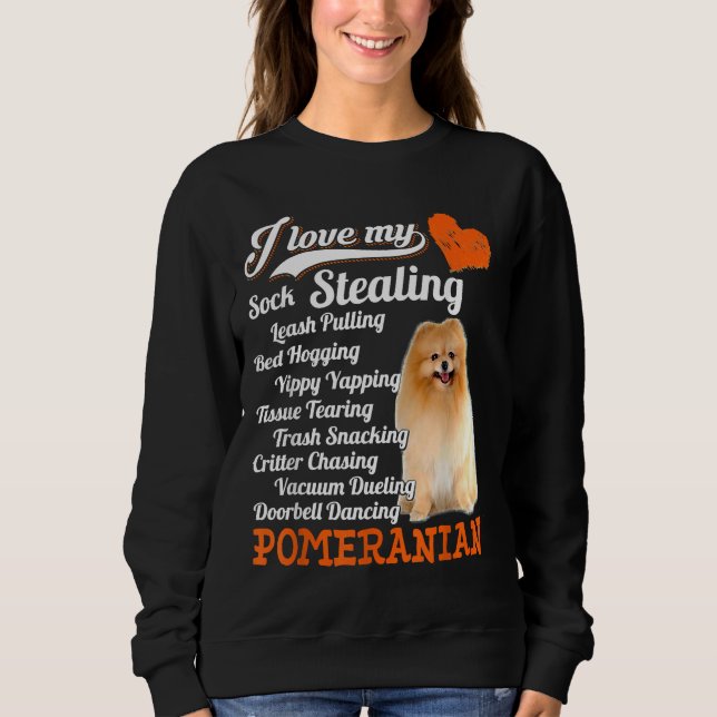 Sudadera Me Encanta Mi Pavo Robando Leash Saltando Pomerani (Anverso)