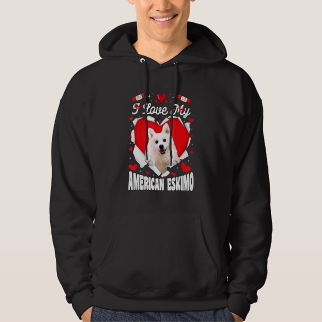 Sudadera Me encanta mi perro de San Valentín esquimal estad (Anverso)