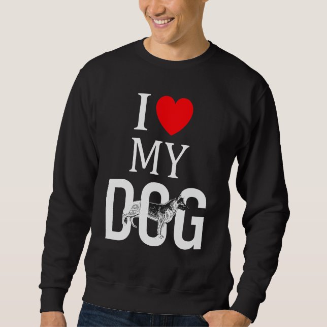 Sudadera Me encanta mi perro Pastor alemán guardián perro g (Anverso)