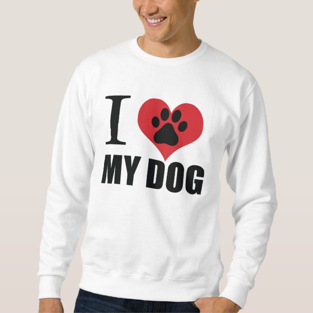 Sudadera Me encanta mi perro tirando almohada (Anverso)