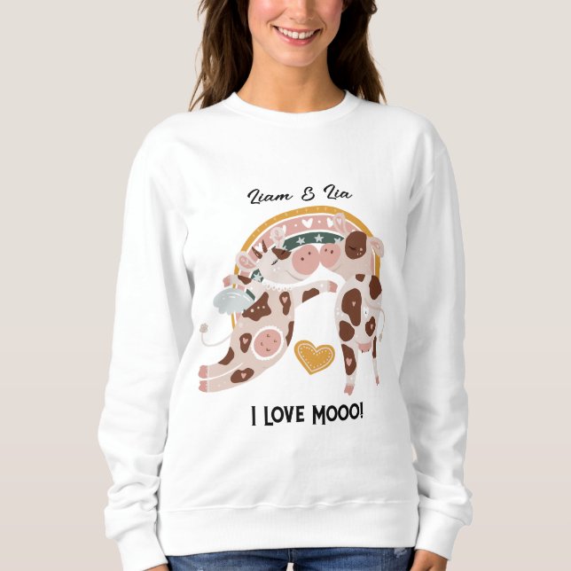 Sudadera Me Encanta Mooo Cute Cow Personalizado Regalo (Anverso)