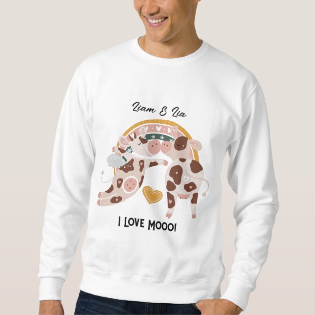Sudadera Me Encanta Mooo Cute Cow Personalizado Regalo (Anverso)