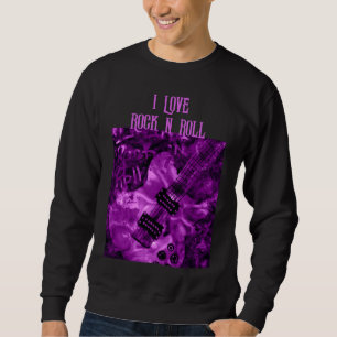 Sudadera Me encanta Rock N Roll Electric Guitarra Pintando 