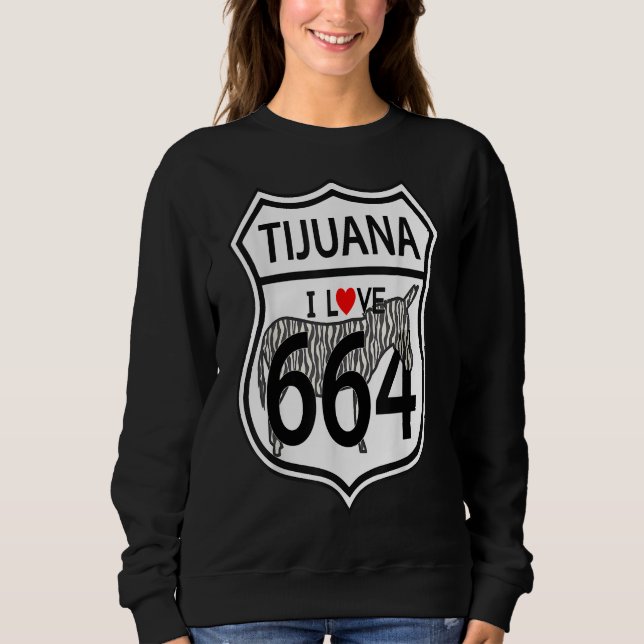 Sudadera me encanta tijuana 664 zebra burro donkey méxico (Anverso)