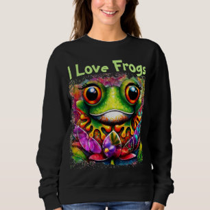 Sudadera Me Encantan Las Ranas Arte De Pintura Abstracto Wh