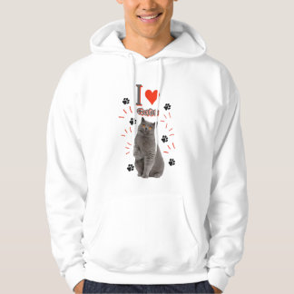Sudadera Me ❤️ Gatos – Diseño de Gato Adorable y Huella de