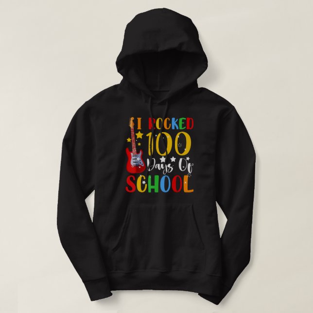 Sudadera Me Golpeé 100 Días De Música De Guitarra Escolar (Diseño del anverso)