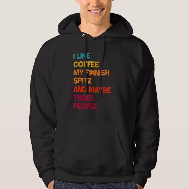 Sudadera Me gusta el café, mi spitz finlandés y quizás tres (Anverso)