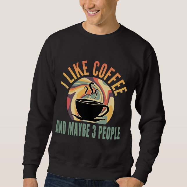 Sudadera me gusta el café y quizás 3 personas estilo retro (Anverso)