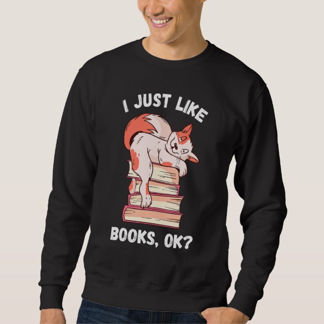 Sudadera Me Gusta El Lector De Libros Bookworm Cat Books 2 (Anverso)
