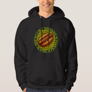 Sudadera me gusta hotdog y tal vez 3 personas