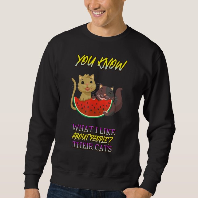 Sudadera Me Gusta La Gente Sus Gatos Divertidos (Anverso)