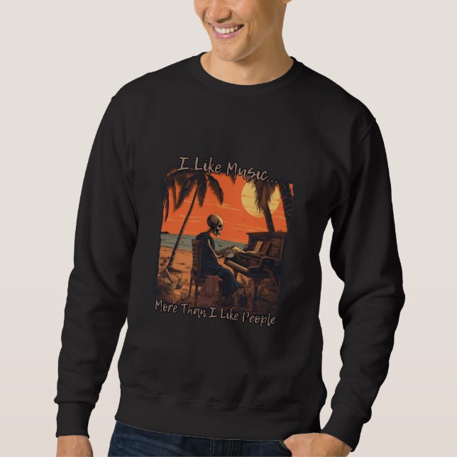 Sudadera Me gusta más la música que la gente, el diseño del (Anverso)