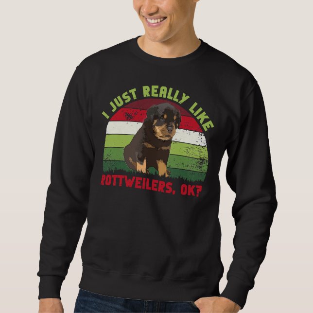 Sudadera Me Gusta Realmente Que Los Rottweilers Retro Ok (Anverso)