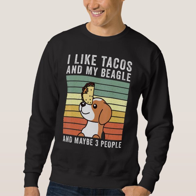 Sudadera Me Gusta Tacos Beagle Retro Perro Vintage (Anverso)