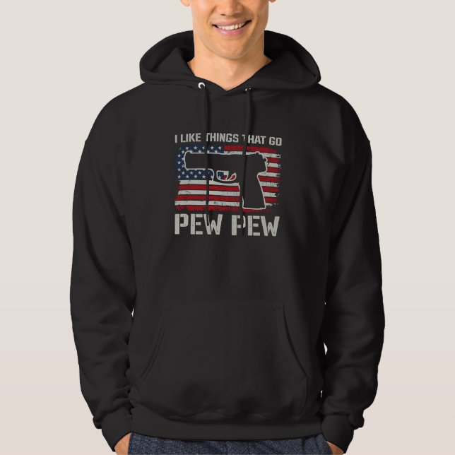 Sudadera Me gustan las cosas que hacen Pew Pew  Dueño de pi (Anverso)