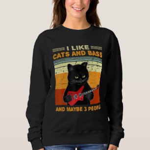 Sudadera Me Gustan Los Gatos Y El Bass Y Quizá 3 Gatos De G