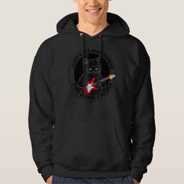 Sudadera Me gustan los gatos y la guitarra y tal vez tres p (Anverso)