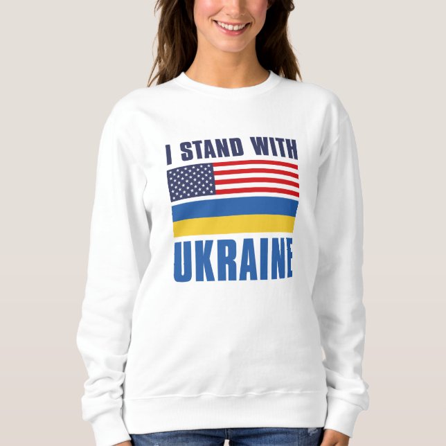 Sudadera Me mantengo con Ucrania EE. UU. (Anverso)