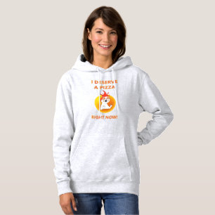 Sudadera Me merezco una pizza ahora mismo slogan con gato e