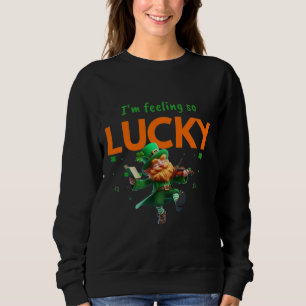 Sudadera Me siento muy afortunado bailando duende trébol